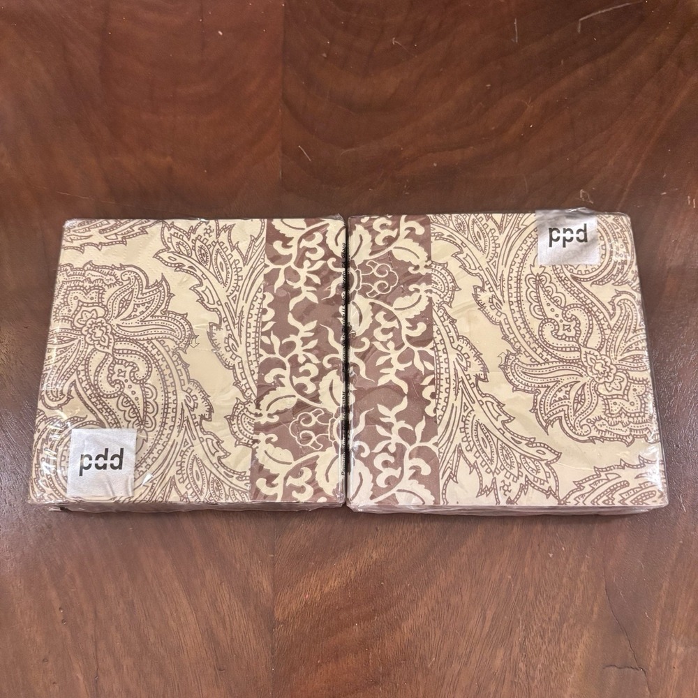 PPD Ankara Adobe Paisley Paper Cocktail Napkins Paula Scaletta Set 2 New Germany